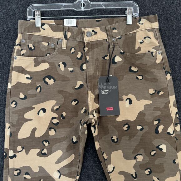 Levis Premium Lo-Ball Stack Jeans Men's 34 Camo Slim Taper Pants 59437-0005 - Picture 2 of 16